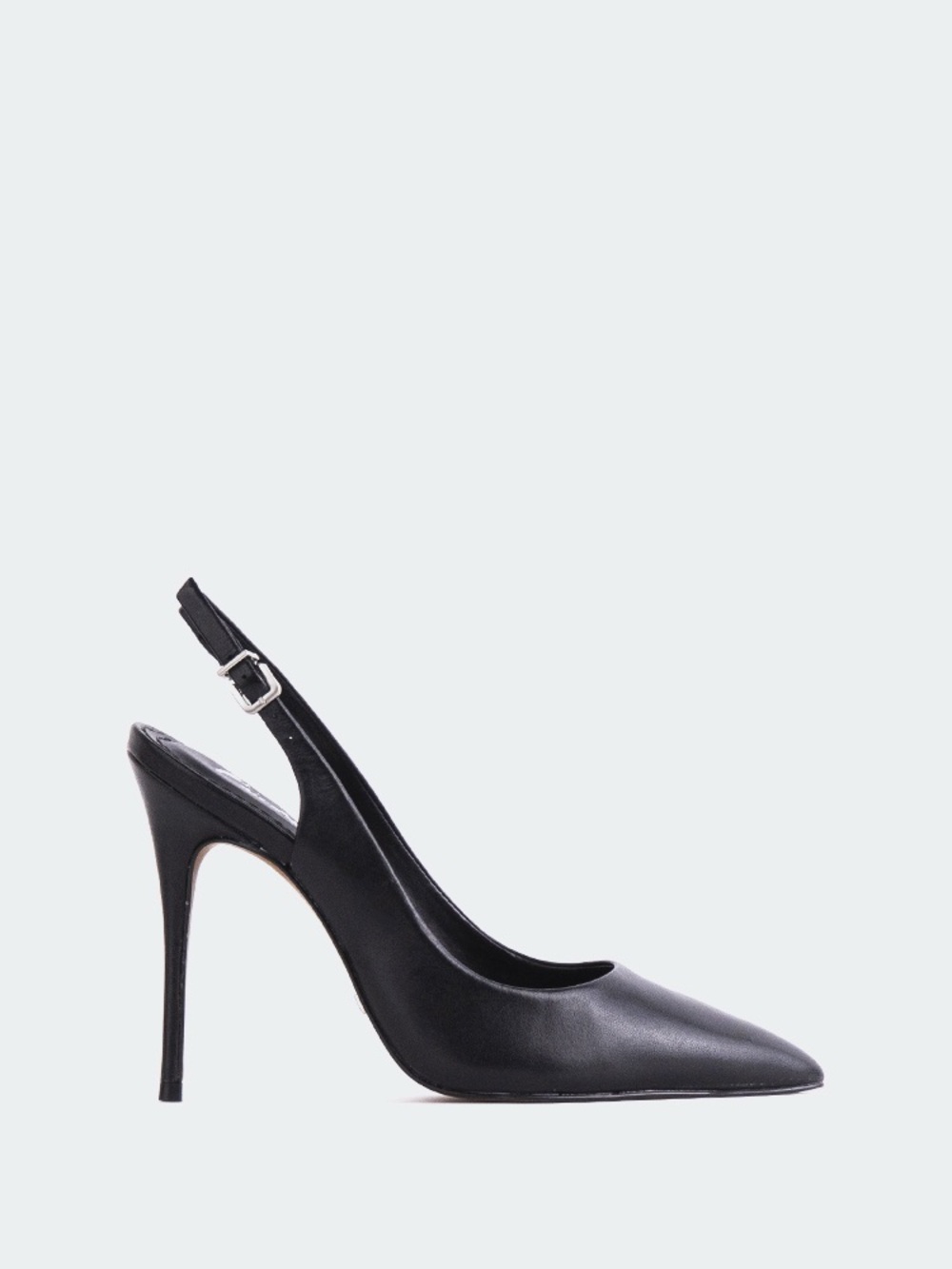 L'INTERVALLE Janeiro Black Pointed-Toe Slingback Stiletto Heels